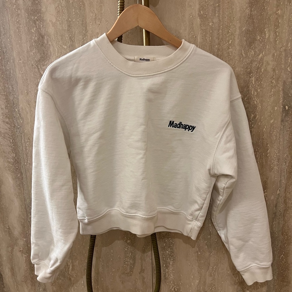 Madhappy cropped white sweatshirt